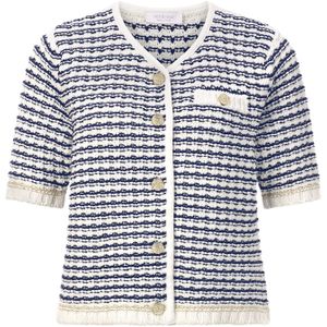 Rich & Royal Gebreid vest  marine / goud / wit