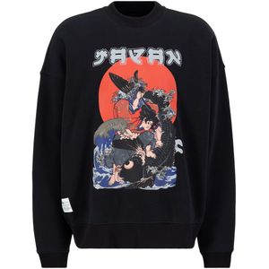 ALPHA INDUSTRIES Sweatshirt 'Japan Warrior'  nude / enziaan / rood / zwart