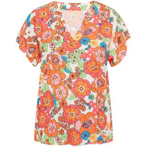 SANIKA Blouse 'Fashion Look'  lichtgroen / oranje / rood / wit