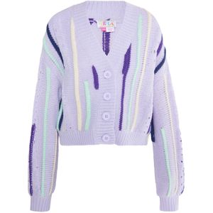 IZIA Gebreid vest 'Eyota'  beige / aqua / lichtlila / donkerlila