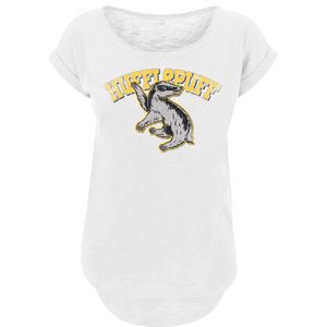 F4NT4STIC Shirt 'Harry Potter Hufflepuff Sport Emblem'  goudgeel / grijs / zwart / wit