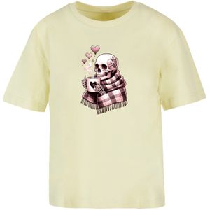 F4NT4STIC Shirt 'Cozy Winter Skelett'  geel / pink / zwart / wit