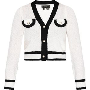 faina Gebreid vest  zwart / offwhite