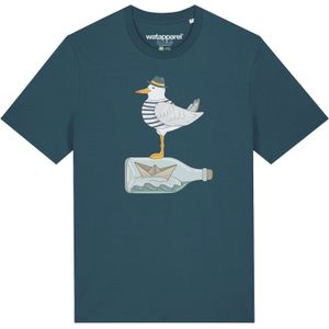 Watapparel Shirt 'Möwe mit Hut'  geel / grijs / petrol