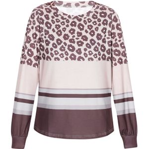 IZIA Shirt  donkerbruin / grijs / lichtgrijs / rosa