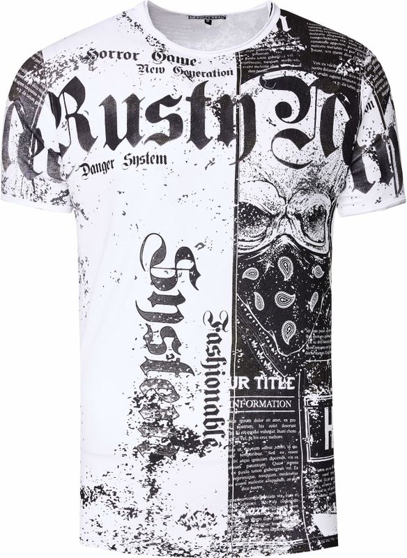 Rusty Neal - T-shirt - American-Skull Westside Gang Banger-print - Normale Pasvorm - 100% Katoen
