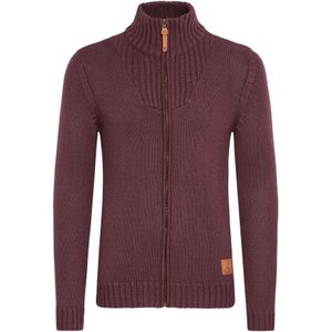 !Solid Gebreid vest 'Poul'  bruin / bordeaux