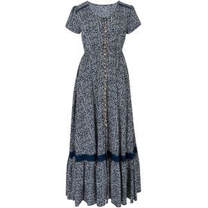 Apricot - Zomerjurk - Navy / Bruin / Wit - Viscose - Lang/Maxi