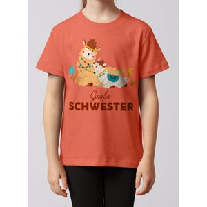 watabout.kids Shirt 'Lama Große Schwester'  beige / blauw / oranje / lichtoranje