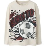 NAME IT Shirt 'NKMVALIANT'  greige / karmijnrood / zwart / wit