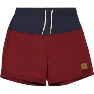 Urban Classics - Block Kinder zwembroek - Kids 110/116 - Blauw/Bordeaux rood