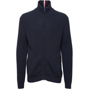 FQ1924 Gebreid vest 'Kyle'  donkerblauw / bloedrood / wit