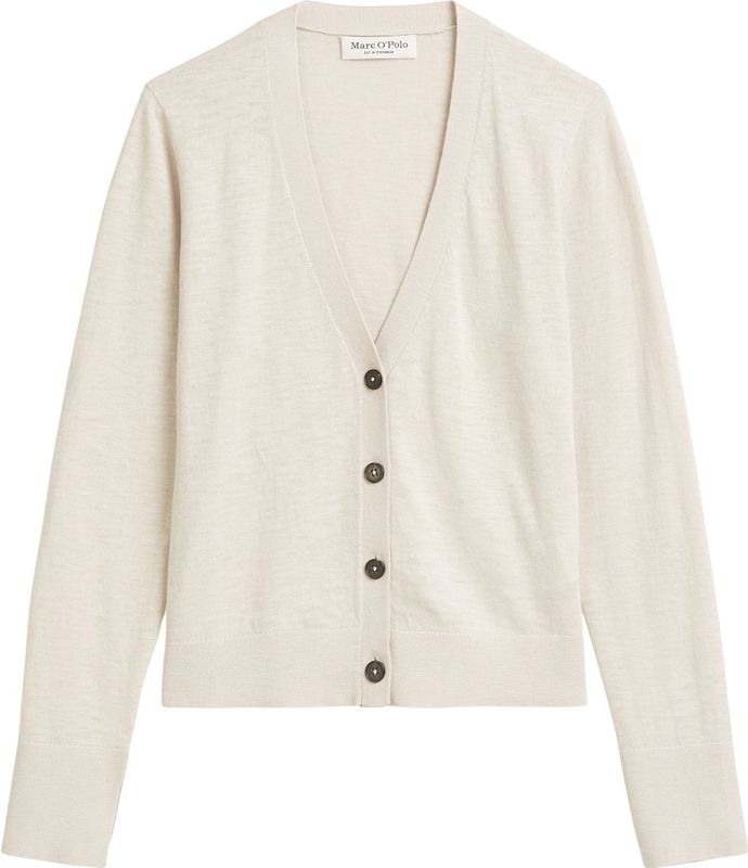 Marc O'Polo - Gebreid Vest - Ecru - V-hals - Lange Mouw