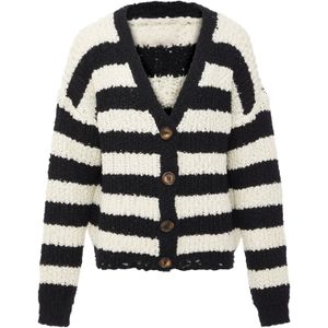 aleva Gebreid vest  crème / zwart