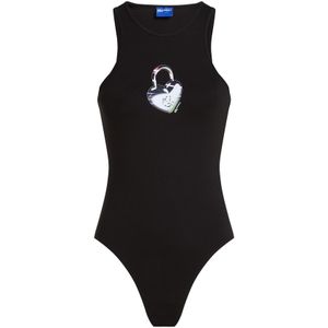 KARL LAGERFELD JEANS Shirt body 'Love'  donkerlila / rood / zwart / wit