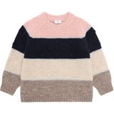 Hust & Claire - Trui - Crème / Beige Gemêleerd / Marine / Rosa - Ronde Hals - Lange Mouw