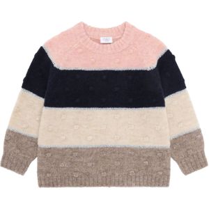 Hust & Claire - Trui - Crème / Beige Gemêleerd / Marine / Rosa - Ronde Hals - Lange Mouw