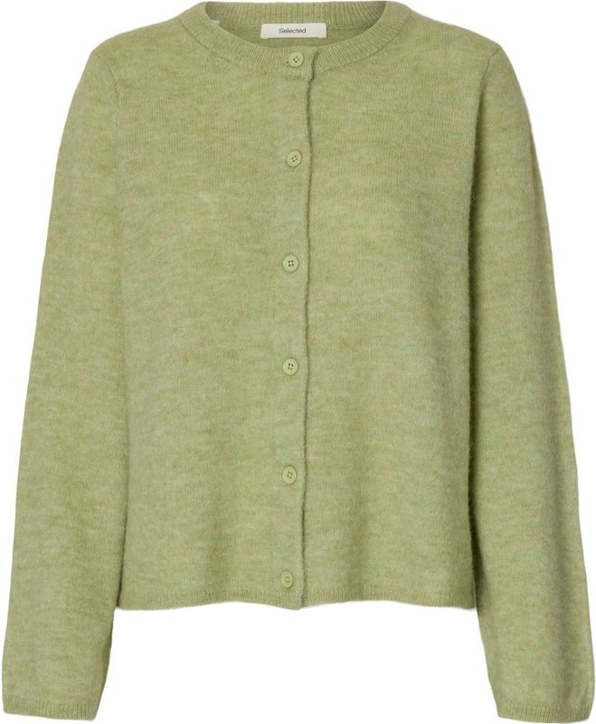 SELECTED Gebreid vest 'SLFLULU'  lichtgroen