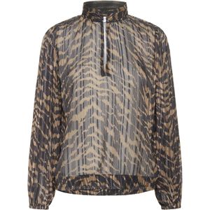 SAINT TROPEZ Blouse 'SZNesta'  lichtbruin / zwart