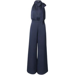 Swing - Jumpsuit - Getailleerd Model - Opstaande Kraag - Strikdetail - Plooien - Naadritssluiting