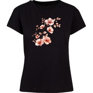 F4NT4STIC Shirt 'Rosa Blumenzweig 3D'  rood / zwart / wit