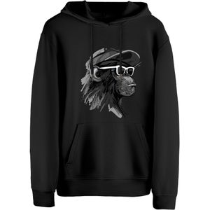 Cotton Prime Sweatshirt 'Cool Monkey Mit Brille'  lichtgrijs / donkergrijs / zwart / wit