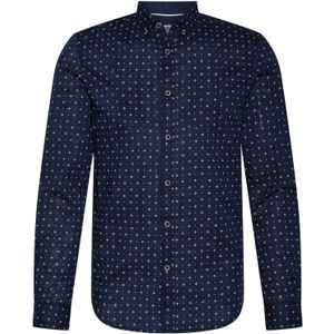 TOM TAILOR - Overhemd - Navy/Wit - Regular Fit - Lange Mouw