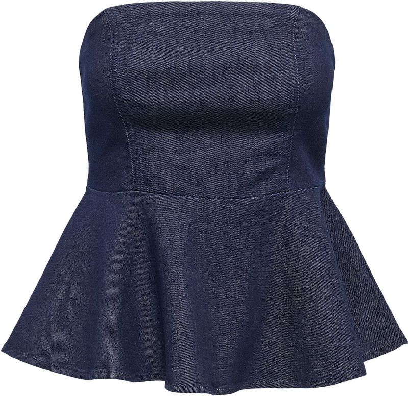 Onlqueensway - Top - Licht Verwassen Dark Denim Look - Strapless - Mouwloos - Bodycon Fit