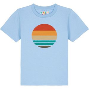 watabout.kids Shirt 'Retro Sunset Ocean'  cyaan blauw / lichtblauw / donkerbruin / oranje