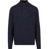 FYNCH-HATTON - Schipperstrui - Navy - Gebreide Trui met Kabelpatroon en Knoopsluiting