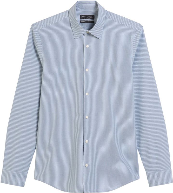 Marc O'Polo - Overhemd - Lichtblauw - Regular-fit - Biologisch Katoen - Lange Mouw