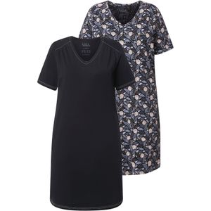Ulla Popken Nachthemd  blauw / marine / zwart / wit