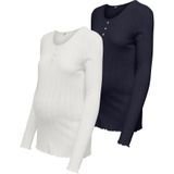 Only - OLMVISTA - T-shirt - Navy / Wit - 2 Pack - Lange Mouw