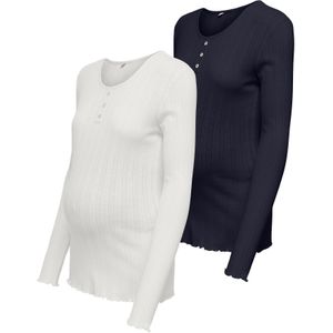 Only - OLMVISTA - T-shirt - Navy / Wit - 2 Pack - Lange Mouw