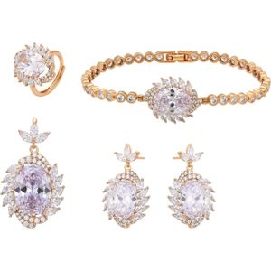 faina Sieraden set  rose-goud / pastellila / transparant