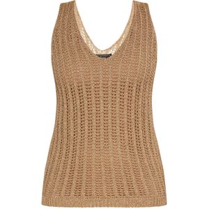 faina Gebreide top  crème / goud