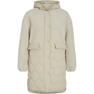 Vila - VITONE L/S COAT/TB - Gewatteerde Jas - Feather Gray - Met Capuchon