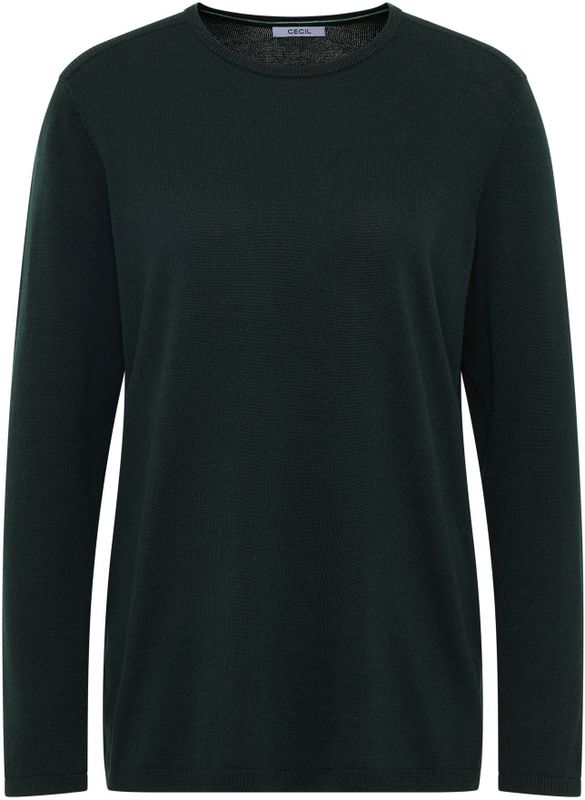 Cecil - Gebreide Trui - Ink Green - Lange Mouwen - Ronde Hals