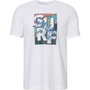T-shirt - Wit - 100% Katoen - Ronde Hals met Surf-Print