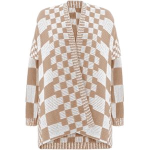 Imily Bela Gebreid vest  donkerbeige / wit