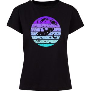 F4NT4STIC Shirt 'Retro Alien Space Sunset'  turquoise / aqua / lila / zwart