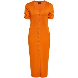 faina Gebreide jurk  donkeroranje