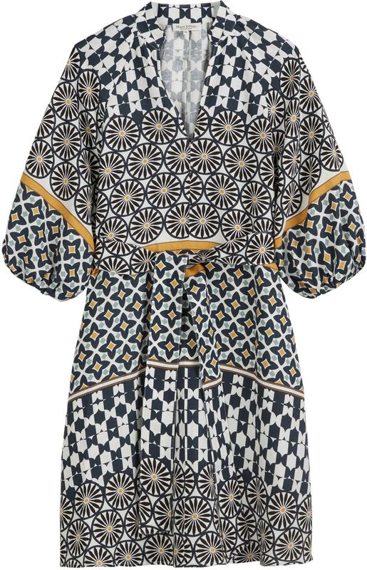 Marc O'Polo - Jurk - Marine - Raglanmouwen - Korte Lengte - Getailleerd