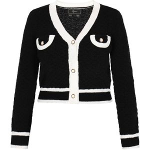 faina Gebreid vest  zwart / wit
