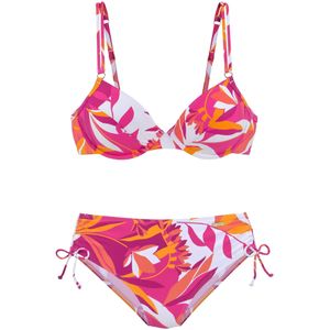 Beugelbikini - Bessenrood/Oranje - Microvezel - Met Sluiting Achter