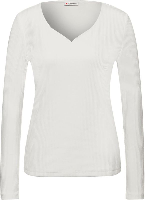Street One Dames Shirt met hartvormige halslijn in Wit, in size: 34