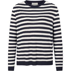 Rich & Royal - Trui - Beige - Blauw - Gestreept - Ronde Hals - Lange Mouw