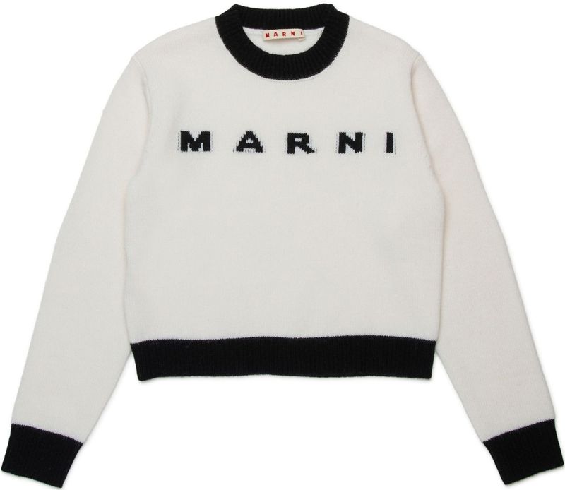 Marni - Trui - Zwart/Wit - Knitwear - Ronde Hals - Lange Mouw