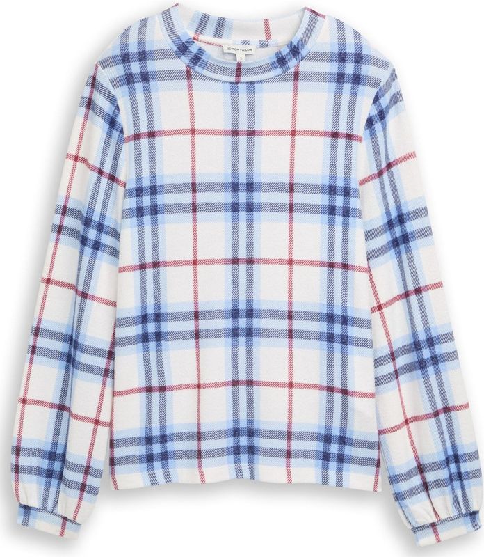 TOM TAILOR Shirt  blauw / pastelblauw / donkerrood / offwhite