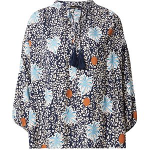 MORE & MORE Blouse  beige / turquoise / zwart / wit